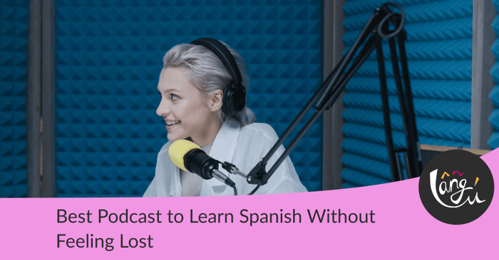 Woman in White Long Sleeve Shirt Sitting beside Yellow Microphone and text below 