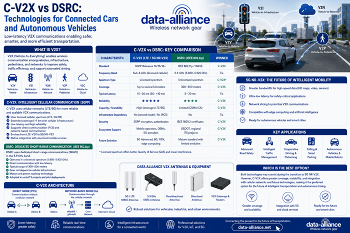 C-V2X Networking:  Cellular Vehicle to Everything:  Antennas & Accessories
