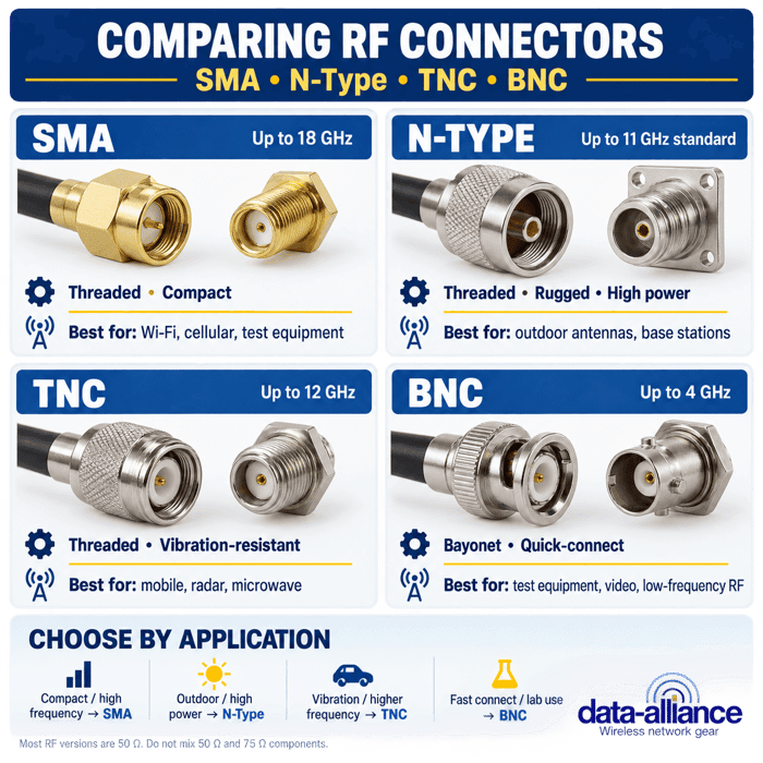 Comparing RF Connectors: SMA vs. N-Type vs. TNC vs. BNC