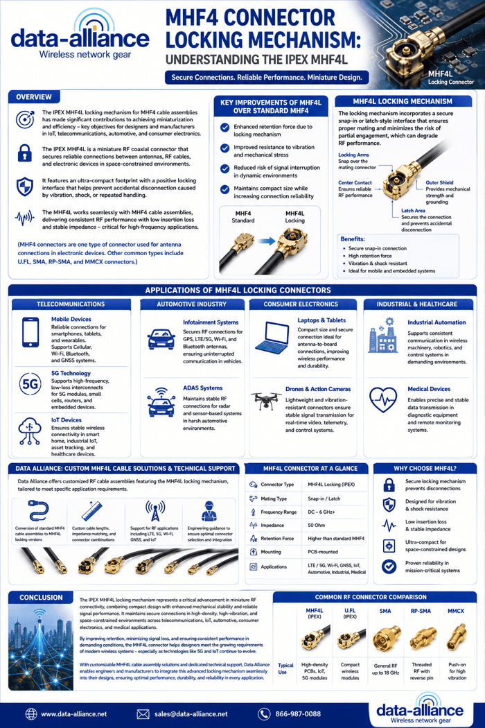 MHF4 Connector Locking Mechanism:  Understanding the IPEX MHF4L