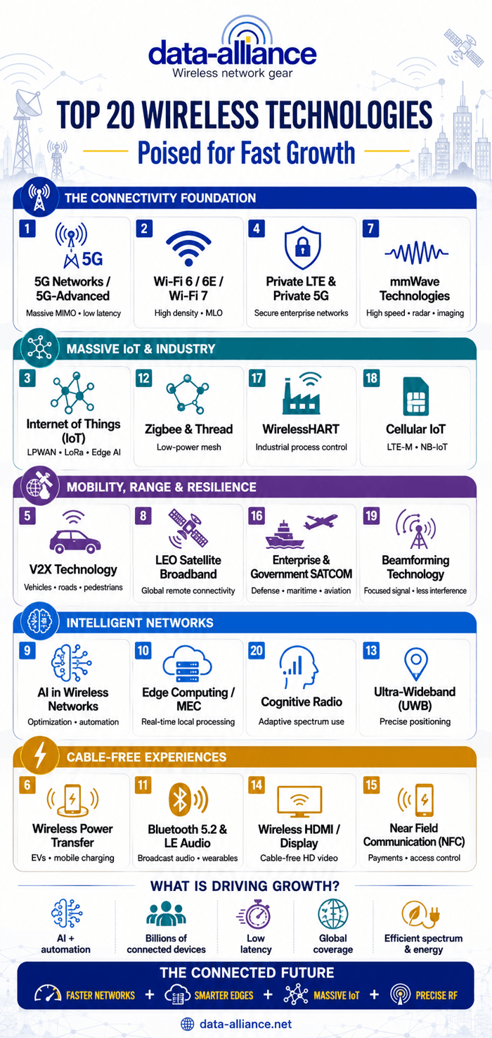 Top 20 Wireless Technologies Poised for Fast Growth