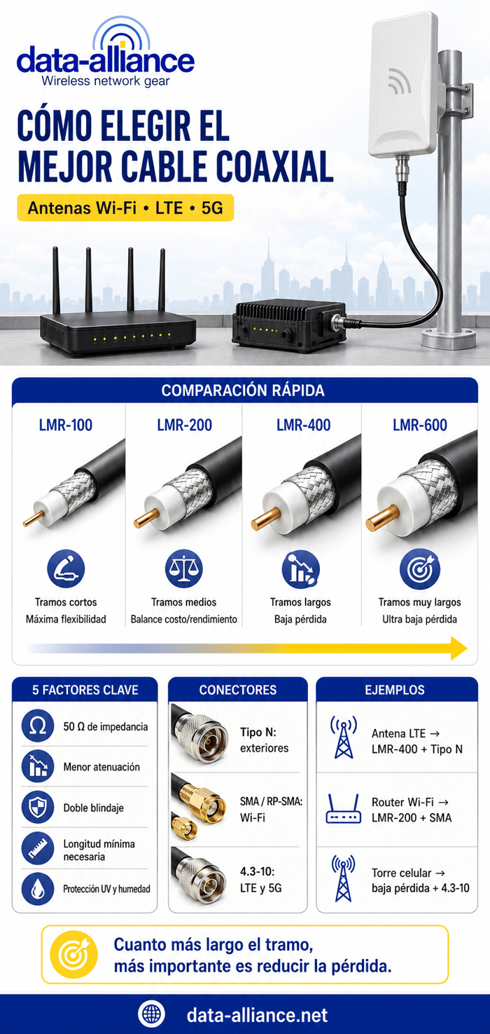 Instalaciones de antenas Wi-Fi y LTE: cómo elegir el mejor cable coaxial