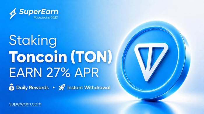 Staking Toncoin (TON) with up to 27% APR on SuperEarn