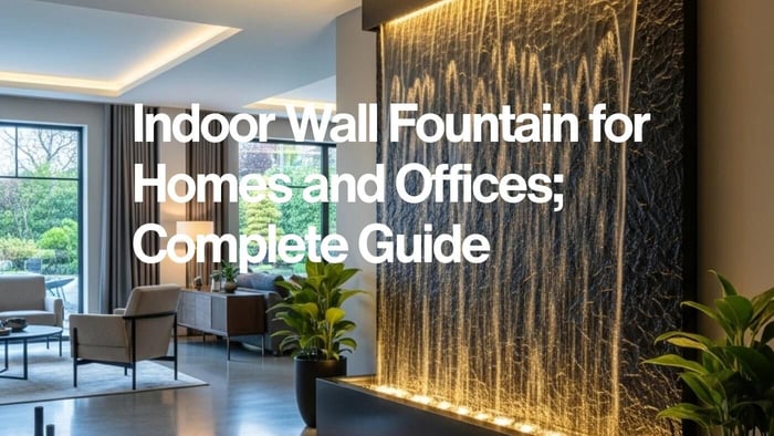 beautiful indoor wall fountain in slate marble in a large living room