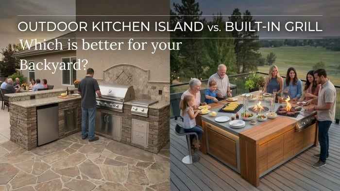 learn more about outdoor kitchen island vs. built-in grill and which is better for your backyard
