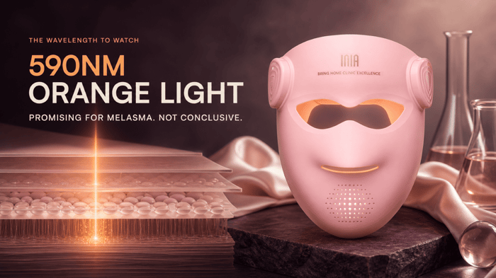 INIA GLOW 4D illustrating 590nm orange light as a promising wavelength being studied for melasma