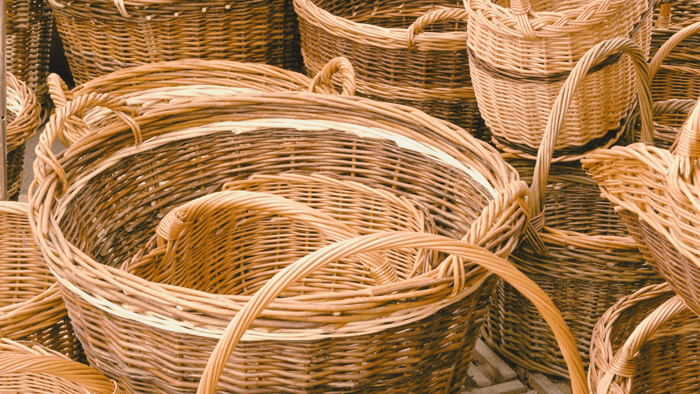 Wicker baskets representing gift ideas from the blog Zero Waste Gift Basket Ideas for the Best Eco Friendly Gift