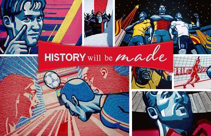 650 Machine Embroidered Frames Digitized for the 2018 World Cup Trailer