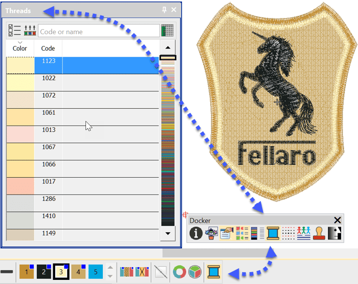How do I allocate the correct Thread Brand and Color to a design