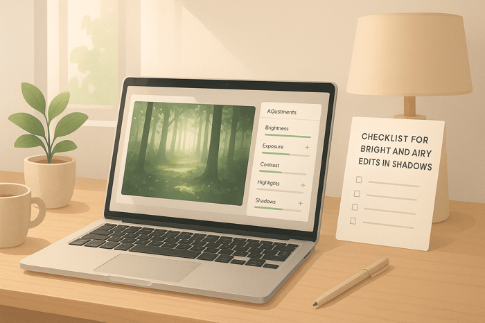Checklist for Bright and Airy Edits in Shadows