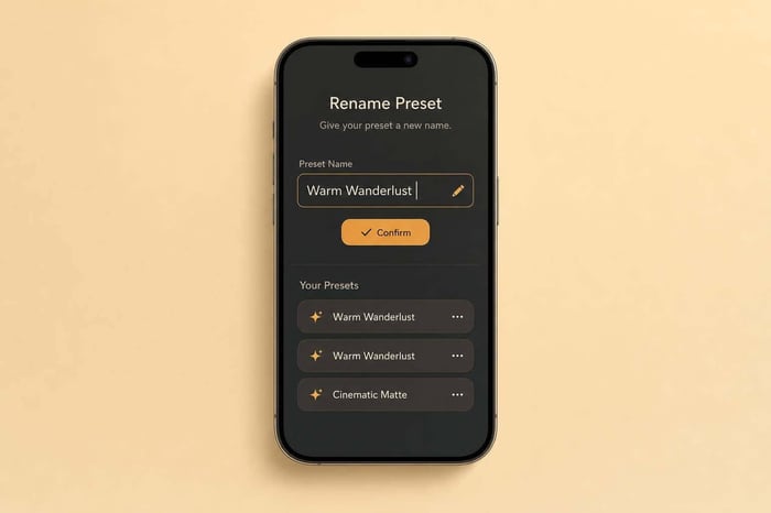 Lightroom Mobile: Rename Presets