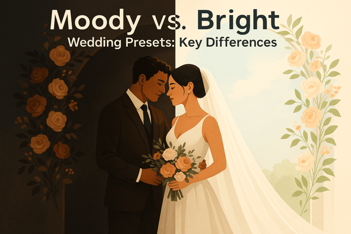 Moody vs. Bright Wedding Presets: Key Differences