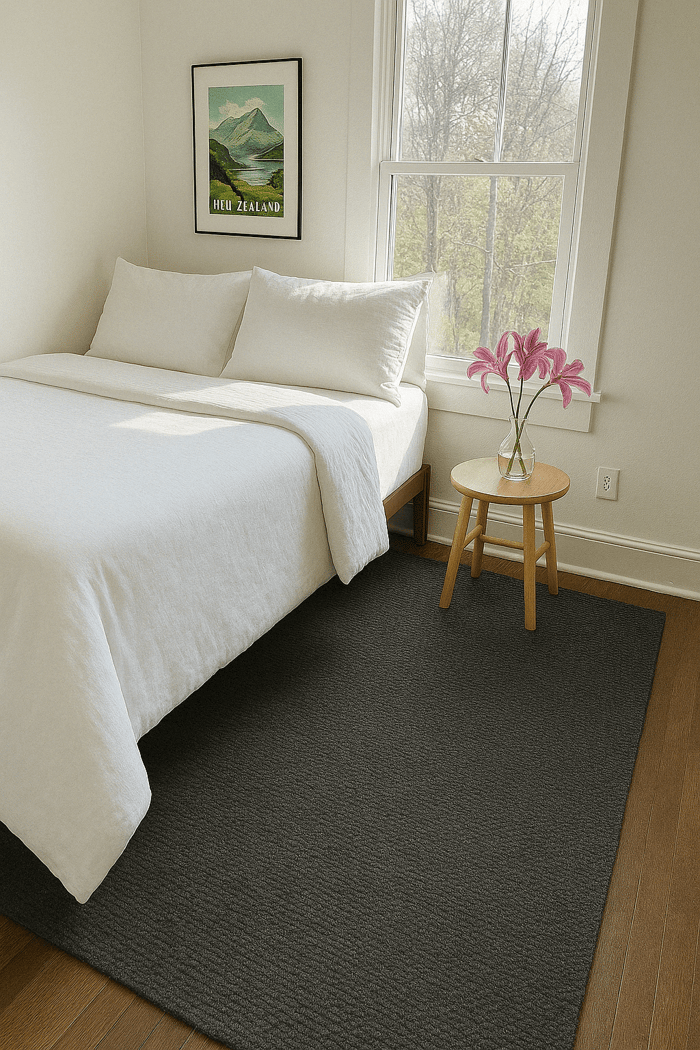 Minimalist bedroom with white bedding on a sunlit bed, used to illustrate the question ‘are microfiber sheets hot’ and why natural fibers sleep cooler.