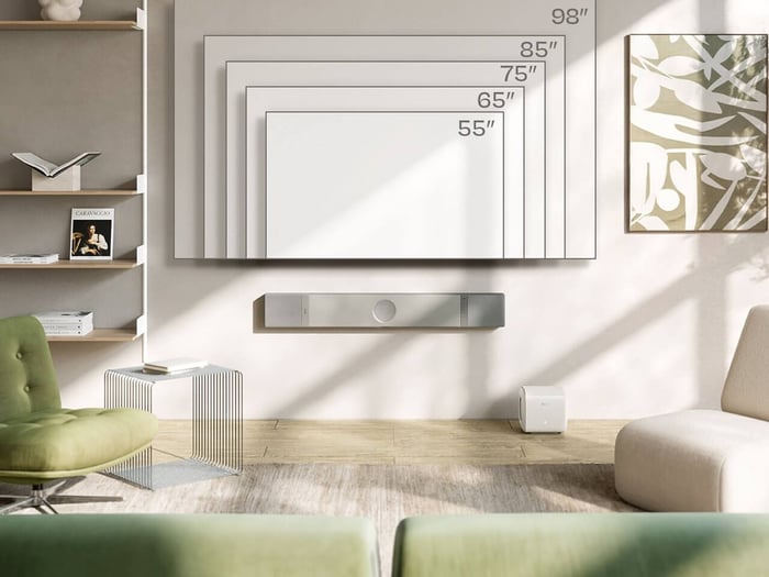 KEF XIO Soundbar Wraps Dolby Atmos Speakers in Sleek Aluminum and Fabric