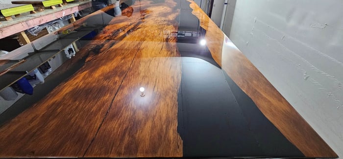 custom-built resin wood table