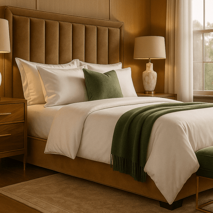 Bamboo bedding on luxury bed