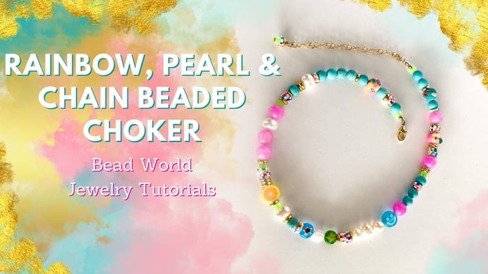 Rainbow, Pearl & Chain Beaded Choker