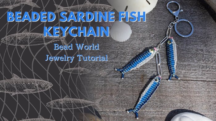 Beaded Sardine Fish Keychain