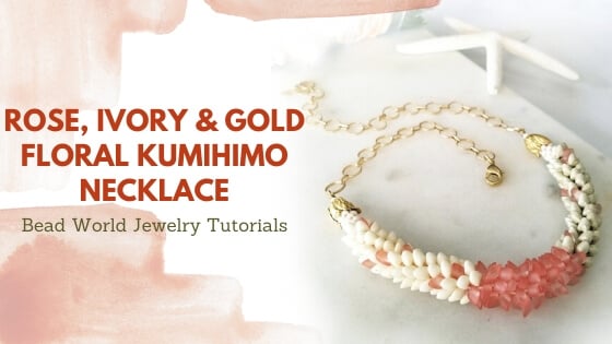 ​Rose, Ivory & Gold Floral Kumihimo Necklace
