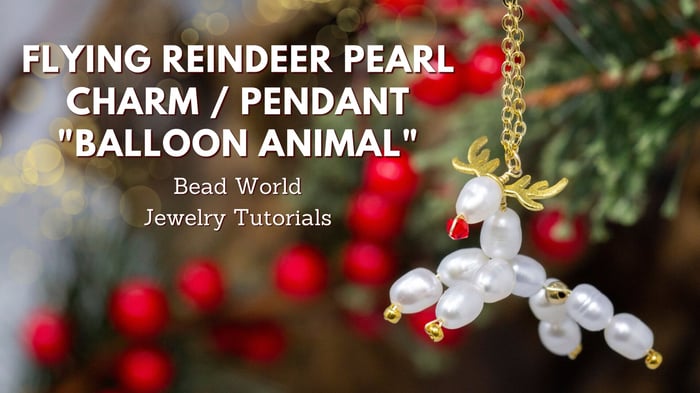 Flying Reindeer Pearl Charm / Pendant 
