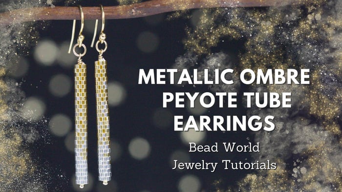 Metallic Ombre - Gold and Silver Peyote Tube Earrings