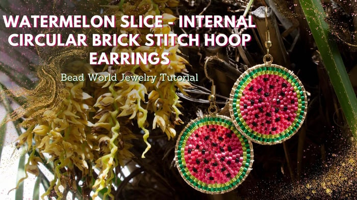 Watermelon Slice - Internal Circular Brick Stitch Hoop Earrings