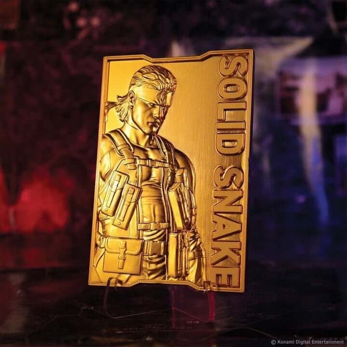 Metal Gear Solid 2.24k gold plated snake ingot available from Just Geek