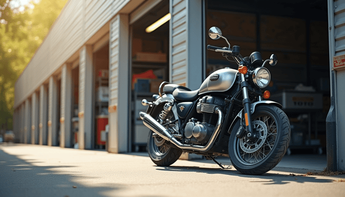 Outdoor Motorcycle Storage at a Storage Facility