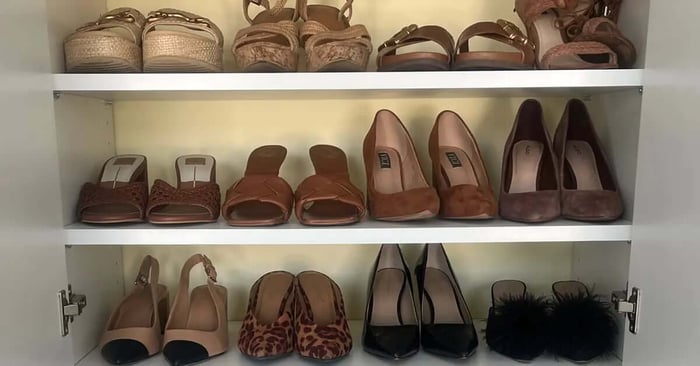 Shoe Storage on Shelves in Closet