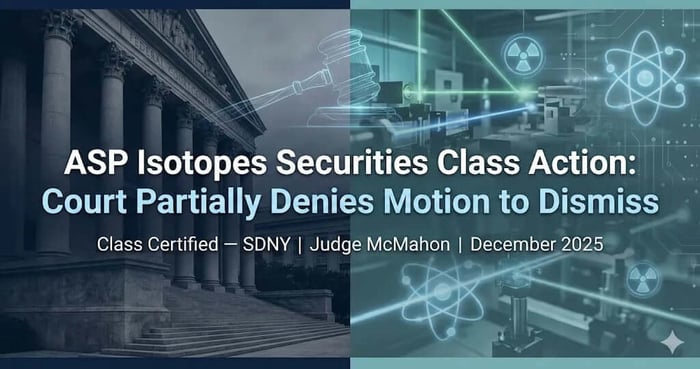 Federal Judge Partially Dismisses Securities Fraud Claims Against ASP Isotopes Inc.