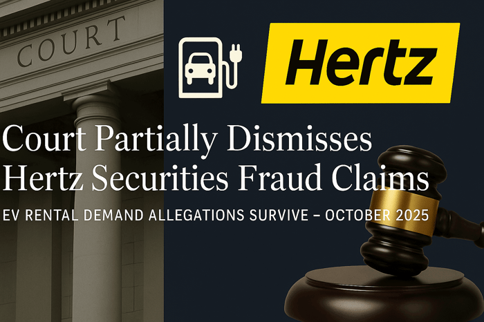 Federal Judge Partially Dismisses Securities Fraud Claims Against Hertz Global Holdings, Inc.