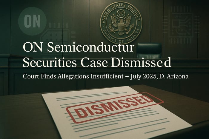 Federal Judge Grants Motion to Dismiss in ON Semiconductor Securities Fraud Case