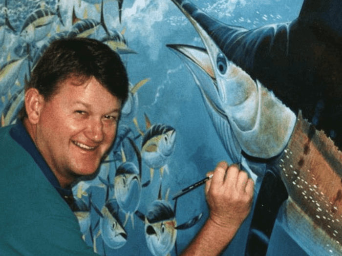 Guy Harvey painting a marlin mural – Guy Harvey 40th Anniversary