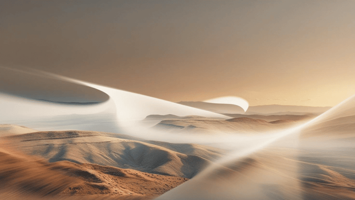 Abstract desert landscape with blurred light streaks