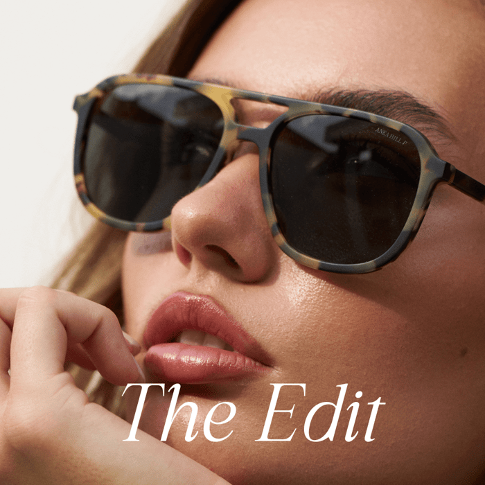 Model wearing luxury Anea Hill sunglasses in The Edit, the official Anea Hill blog
