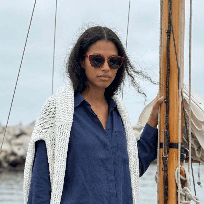 everyday sunglasses worn effortlessly by a woman on the go, Anea Hill luxury acetate frames