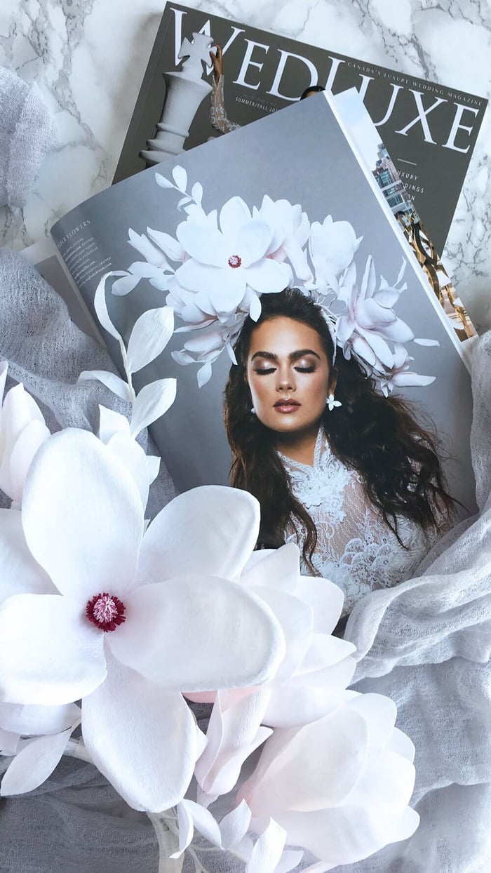 Creating a Paper Magnolia Headpiece for a WedLuxe Editorial