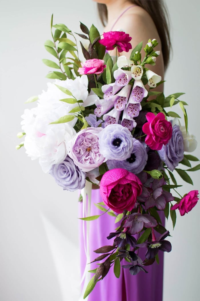 Purple and Pink Crepe Paper Bouquet