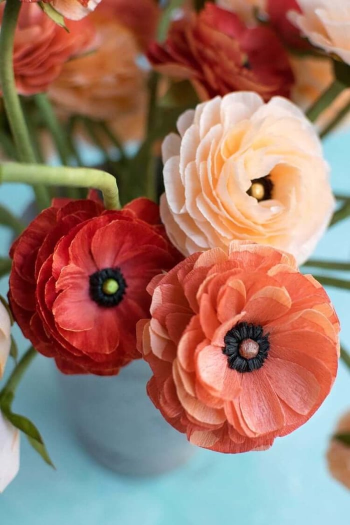 Small Paper Flower Bouquets with Ranunculus and Sweet Peas: Part 2