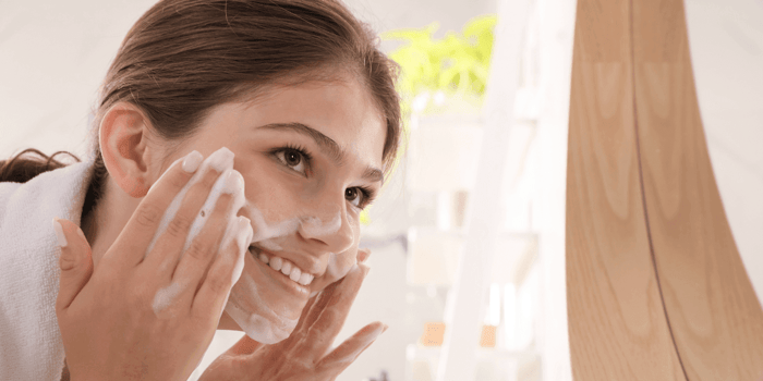 Child following an easy kids skincare routine with gentle skincare products