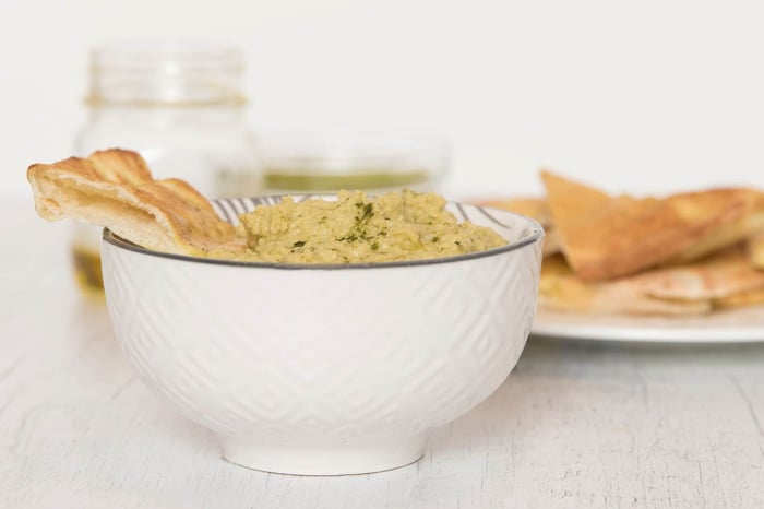 Houmous et pain pita au Go Matcha