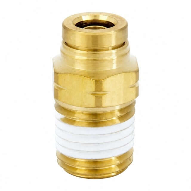 A single brass DOT push-to-connect PT-series fitting, a straight male connector for air-brake tubing
