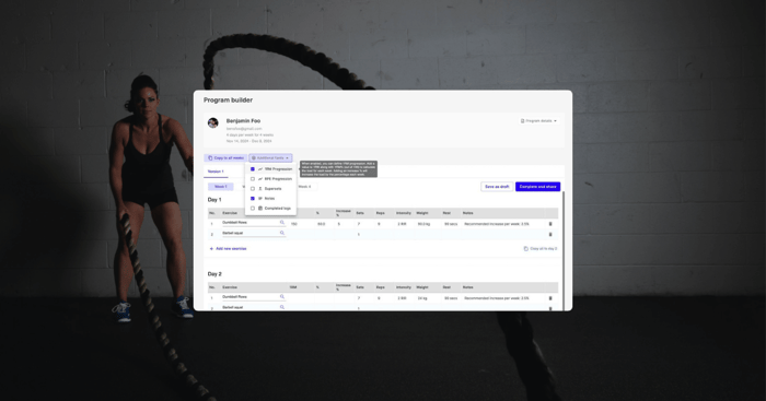 FitFocus program builder interface