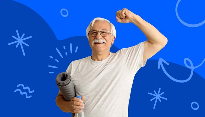 man heading to a work out with a cgm sensor