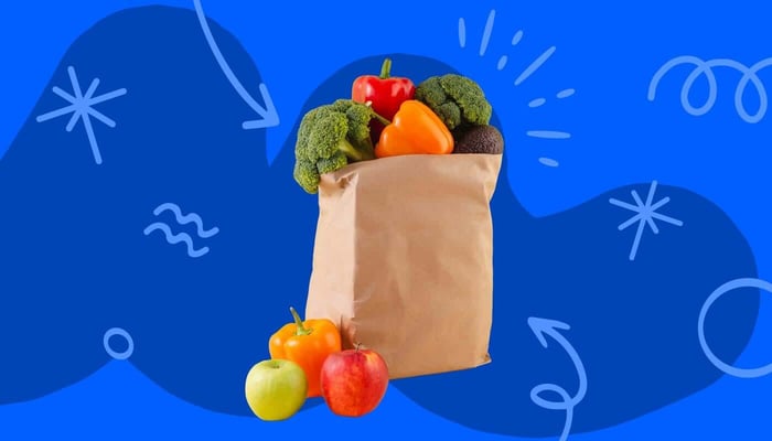 grocery shopping for diabetes bag full of vegetables