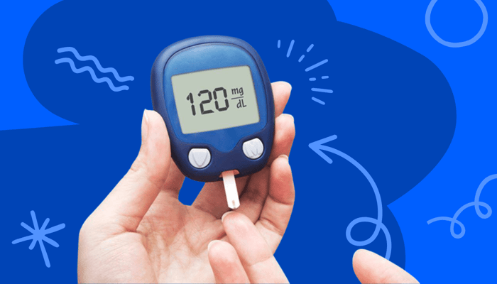 New Blood Glucose Meters graphic with a hand holding one