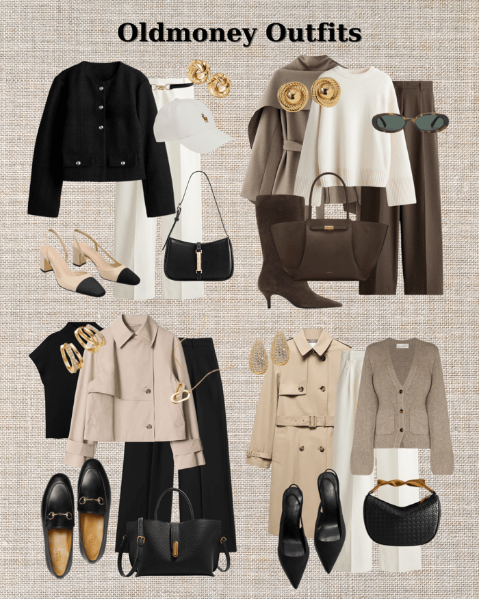 Elegant winter Old Money Outfits featuring classic neutral tones, structured tailoring, and timeless accessories. Perfect for curating a quiet luxury capsule wardrobe.