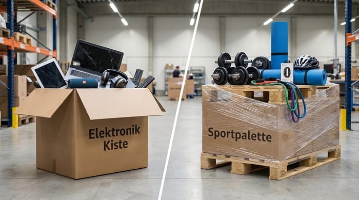 Retouren Kiste kaufen: Elektronik-Kiste vs. Sport-Palette