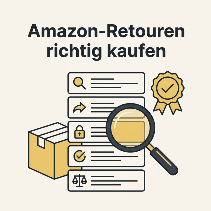 Amazon Retourenpalette im Lager mit Artikelliste vor dem Kauf prüfen