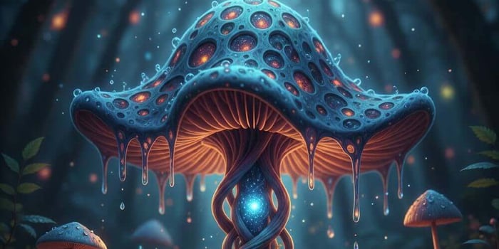 Make an image of a trippy looking mushroom